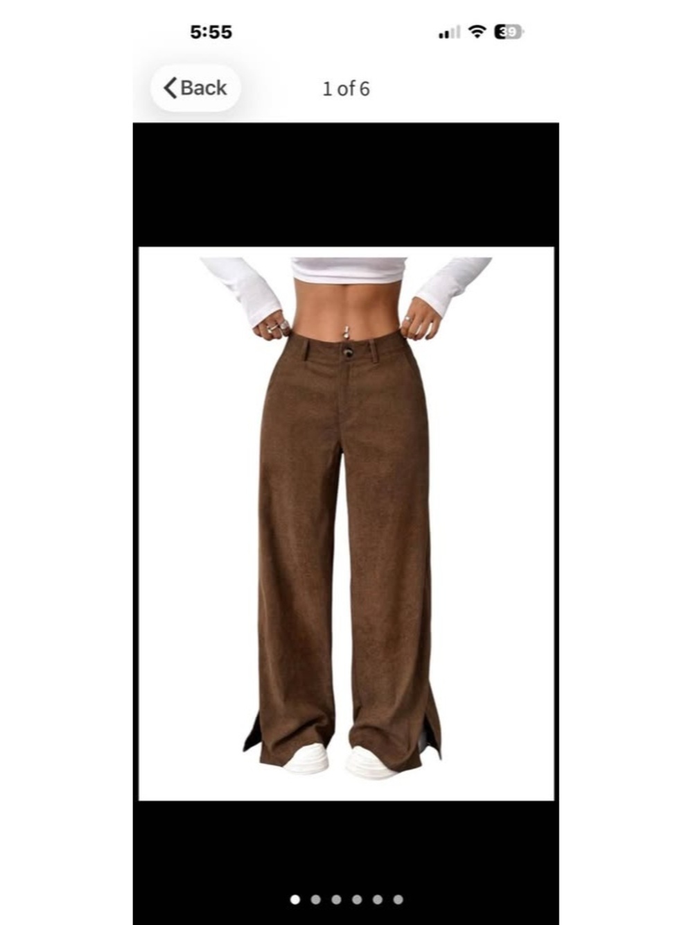 NEW! Sz M Brown Wide-Leg Corduroy Trousers with Side Slits